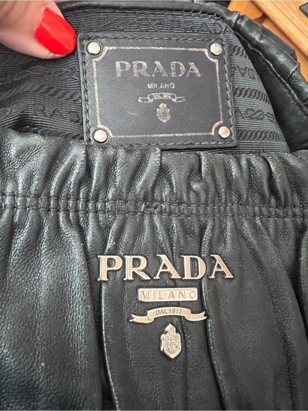 Prada BlackDark Gray Ruched Leather Hobo Bag! ⭐️⭐️Offers are always welcome! - Picture 12 of 15